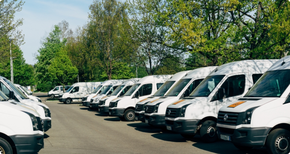 Firefly man and van service poster for a landing page of a business with other services realistic 1